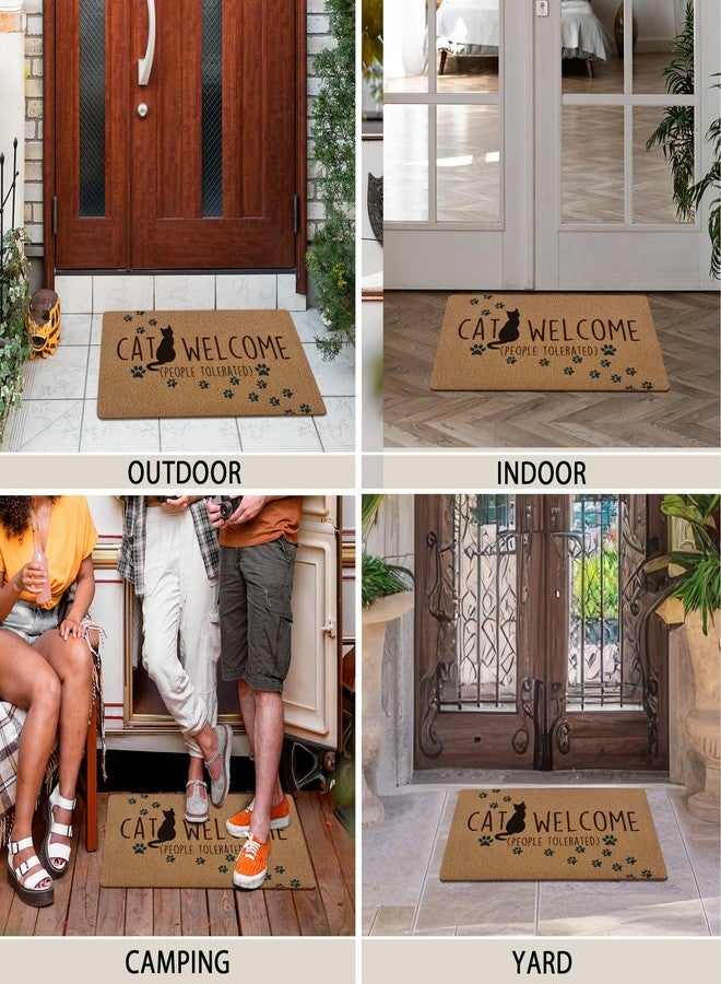 huester Funny Black Cat Welcome Door Mat, Cat Welcome People Tolerated Decorative Home Indoor Outdoor Porch Front Door Entrance Outside Doormat, 17x30 Inch - Image 5