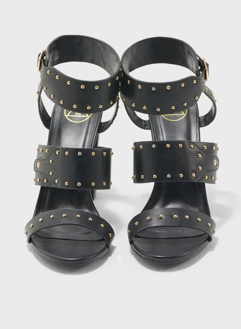 Missguided Cuff And Stud Block Heel Sandal