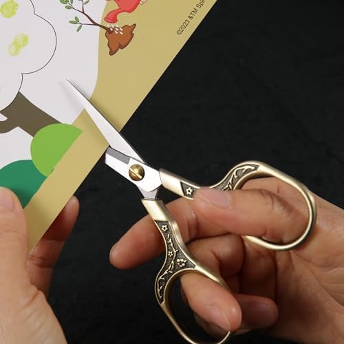 GLEXAL Small Craft scissors-5 Inch Vintage Precision Scissors-Ultra Sharp Blade Shears,scotch scissors for Office Home School Sewing Fabric Craft Hair trimming,Facial,Beard,Eyebrow (Bronze)… - Image 5