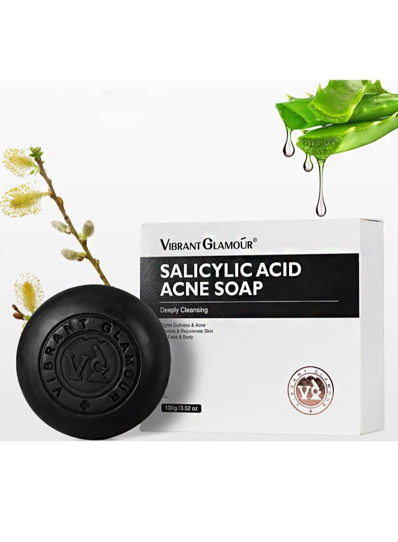 Vibrant Glamour Salicylic Acidacne Soap，Pore Exfoliating Softening Skin Face Deep Cleansing Body Wash Bath Soap Salicylic Acid Acne Treatment Soap - Image 1