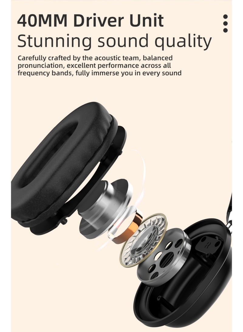 روك بو سماعات بلوتوث فوق الأذن سماعة رأس سلكية لاسلكية قابلة للطي وقابلة للتدوير مع ميكروفون للهاتف الخليوالمحمول 1 بلوتوث 5.3 فولت صوت عالي الدقة مناسب مريح - Image 5