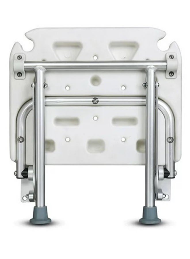 Generic Folding Shower Bench Wall Mounted Flip-up Bath Seat Screw-in Bathroom Chair Stool with Non-slip Feet Drainage Holes Shower Head Slot for Elderly Seniors Disabled Height Adjustable (Max Load 200Kg)  - Image 4