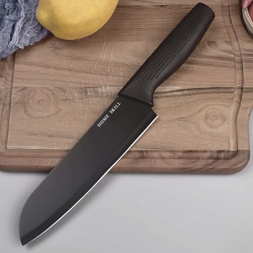 HOME SKILL®Kitchen Knife Set Stainless Steel 3 Pieces Professional Meat Knife Chef Knife with Non-Slip Ergonomic Handle Sharp Manual Sharpening for Home Kitchen High Carbon Knife Set (Black) - Image 5