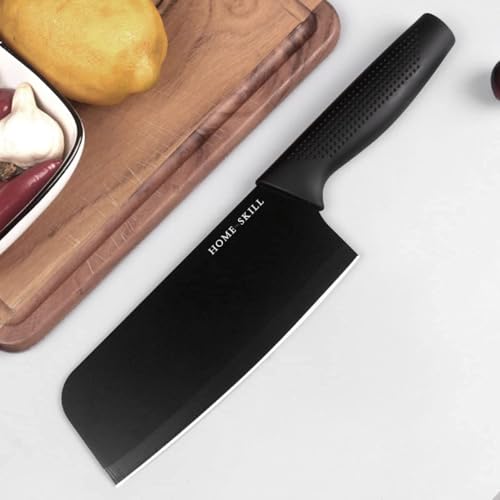 HOME SKILL®Kitchen Knife Set Stainless Steel 3 Pieces Professional Meat Knife Chef Knife with Non-Slip Ergonomic Handle Sharp Manual Sharpening for Home Kitchen High Carbon Knife Set (Black) - Image 4