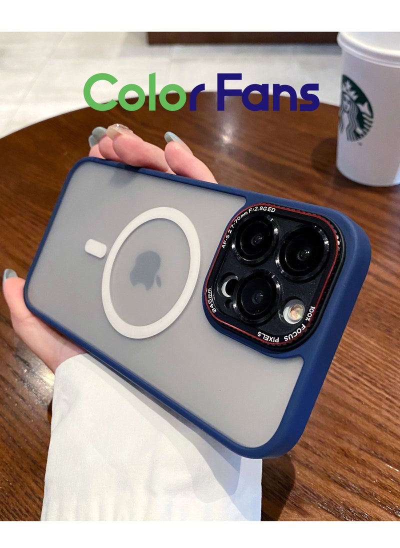Color Fans - Case for iPhone 12 Pro Max Slim Translucent Matte Back Magnetic Wireless Charging Compatible with MagSafe Drop Protection Shockproof Frosted Cover Starry Blue - Image 1