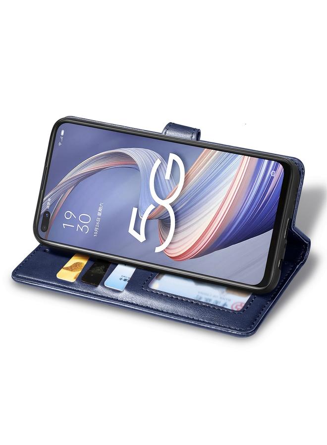 S-TOP Case For OPPO A92s Solid Color Leather Buckle Phone Case with Lanyard & Photo Frame & Card Slot & Wallet & Stand Function - Image 5