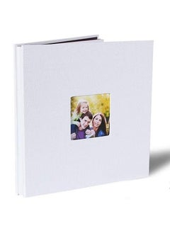 LIMOS Large Photo Album Scrapbook with Window, Linen Self Adhesive Scrap Book, Wedding Anniversary Birthday Valentines Day, 28cm x 27cm Vintage Blank Pages Memory Book (white) x 2 decorative stickers  - Image 1