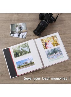 LIMOS Large Photo Album Scrapbook with Window, Linen Self Adhesive Scrap Book, Wedding Anniversary Birthday Valentines Day, 28cm x 27cm Vintage Blank Pages Memory Book (white) x 2 decorative stickers  - Image 4