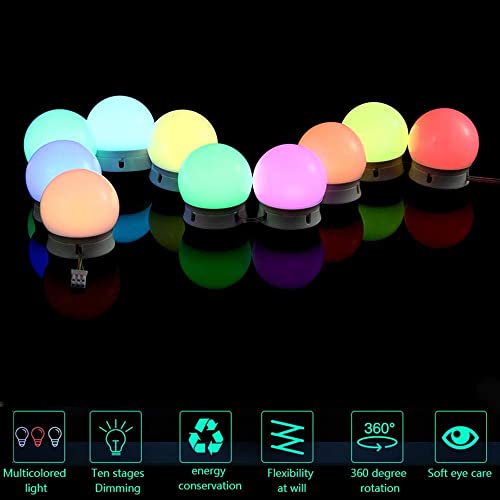 Auslese® 18W 10 LED RGB Vanity Makeup Mirror Lights Dimmable 16 Colors & 4 Modes with Remote Control Adjustable Brightness for Dressing Studio Glow Light - Image 3