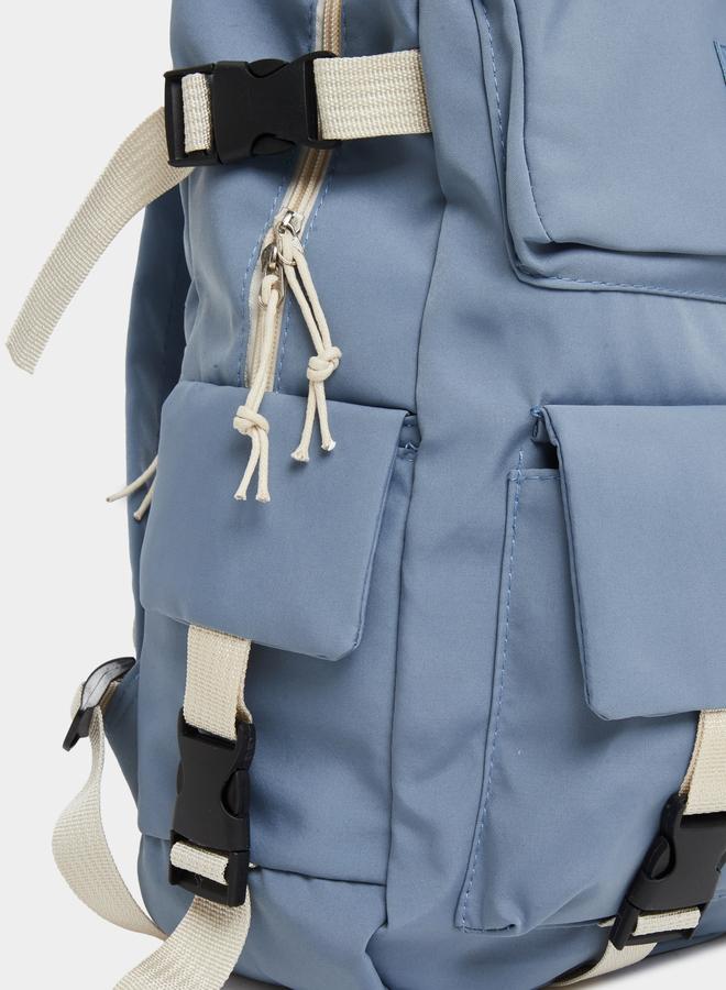 Styli Girls Blue Buckled Pocket Backpack 30x42x11cm - Image 4