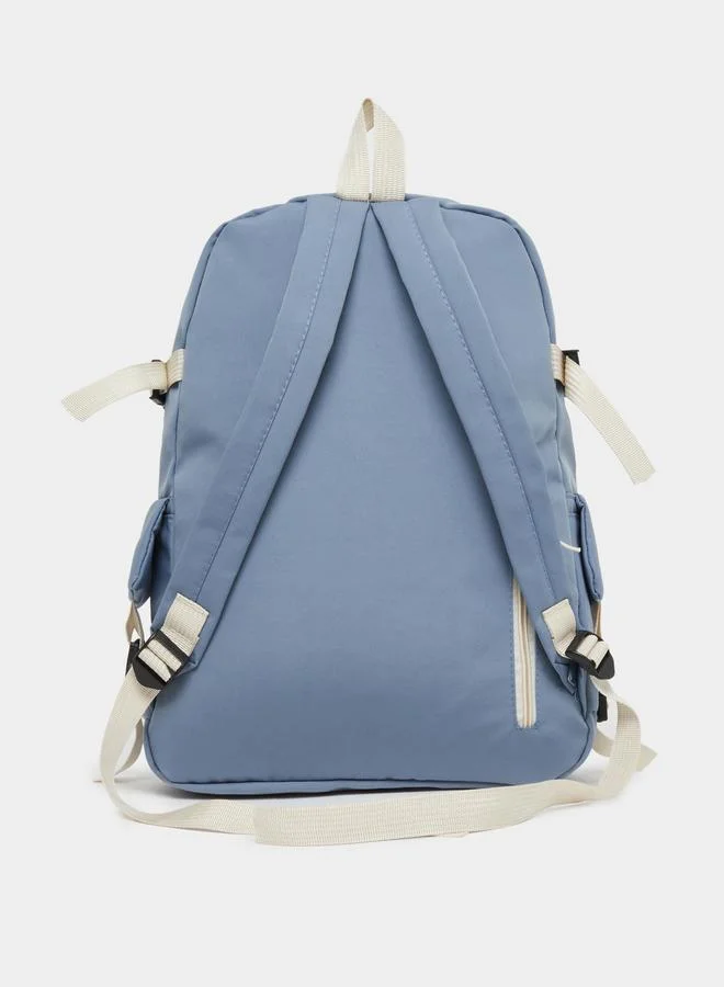 Styli Styli Girls Blue Buckled Pocket Backpack
