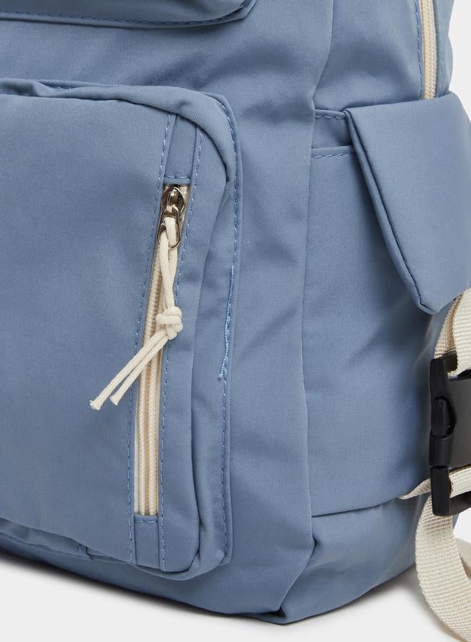 Styli Girls Blue Buckled Pocket Backpack 30x42x11cm - Image 3