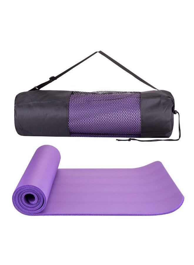NBR Yoga Exercise Mat with Carrying Strap and Bag 183cm L x 61cm W x 10MM Thick, Purple - Image 1