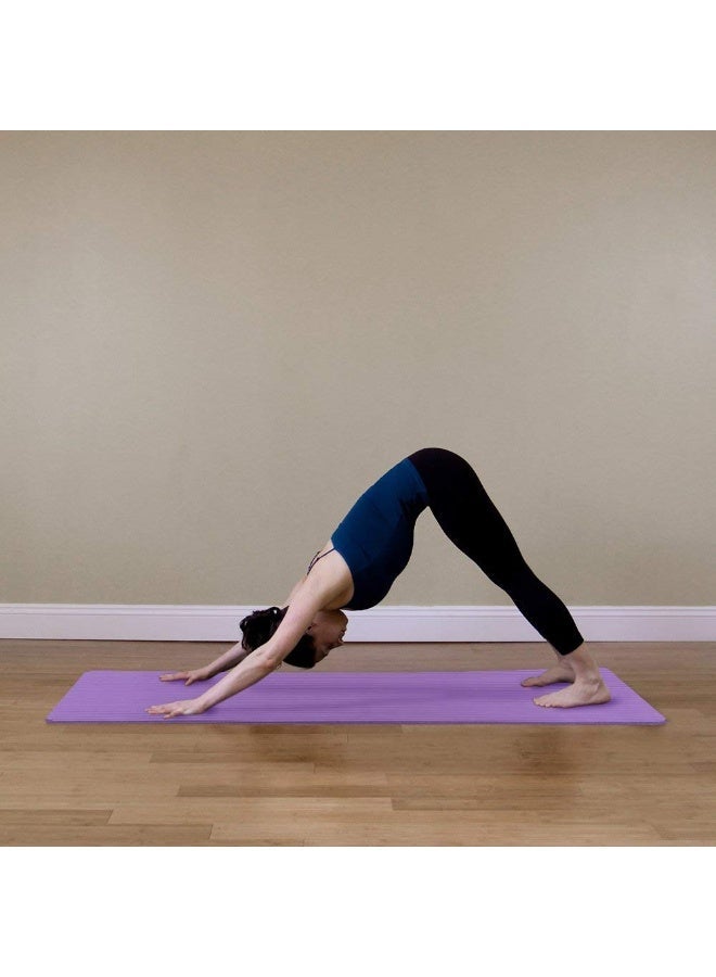 NBR Yoga Exercise Mat with Carrying Strap and Bag 183cm L x 61cm W x 10MM Thick, Purple - Image 3