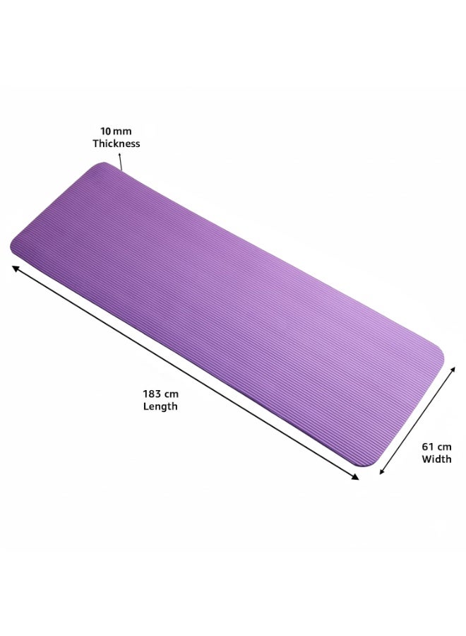 NBR Yoga Exercise Mat with Carrying Strap and Bag 183cm L x 61cm W x 10MM Thick, Purple - Image 5