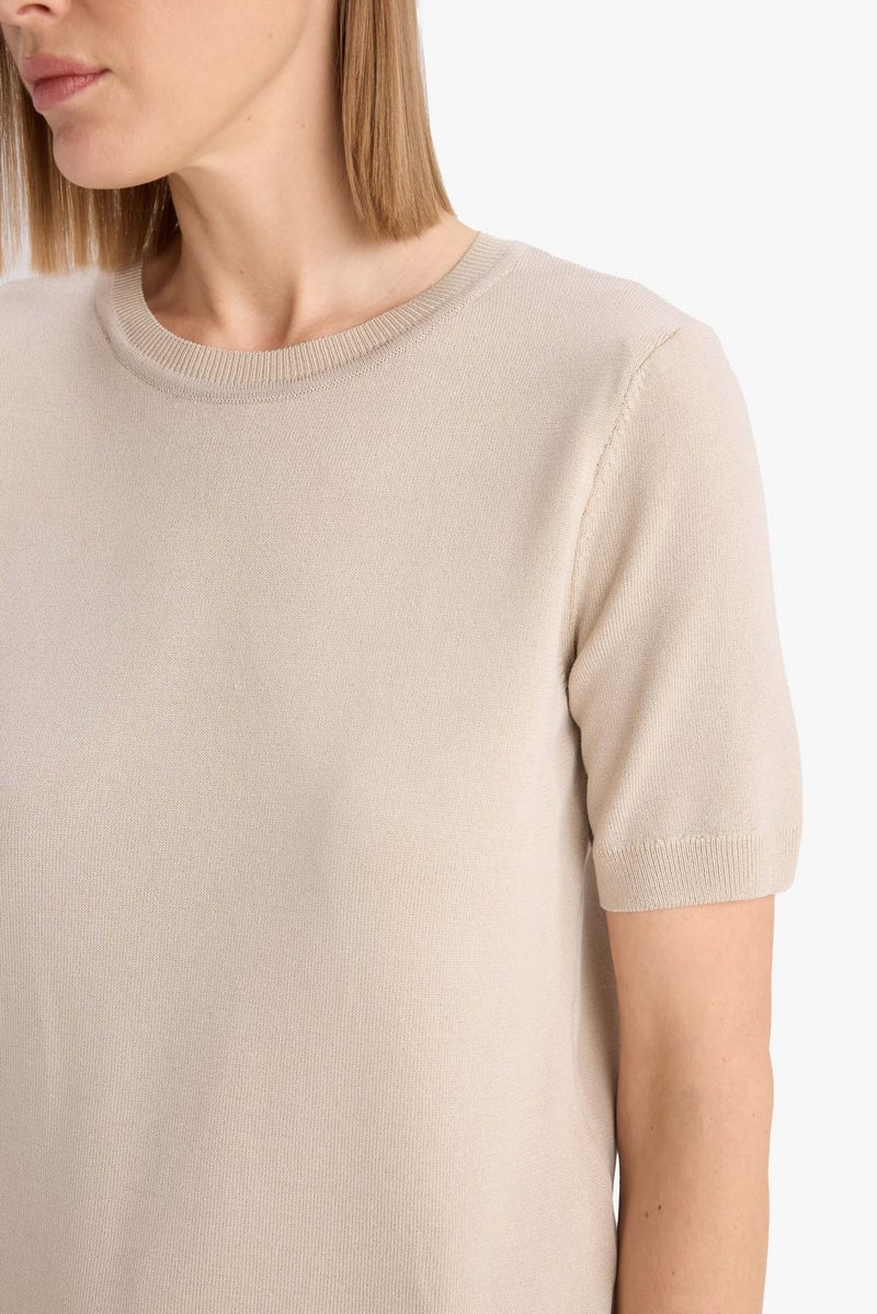 DeFacto Beige Woman Regular Fit Crew Neck Pullover Casual - Image 5