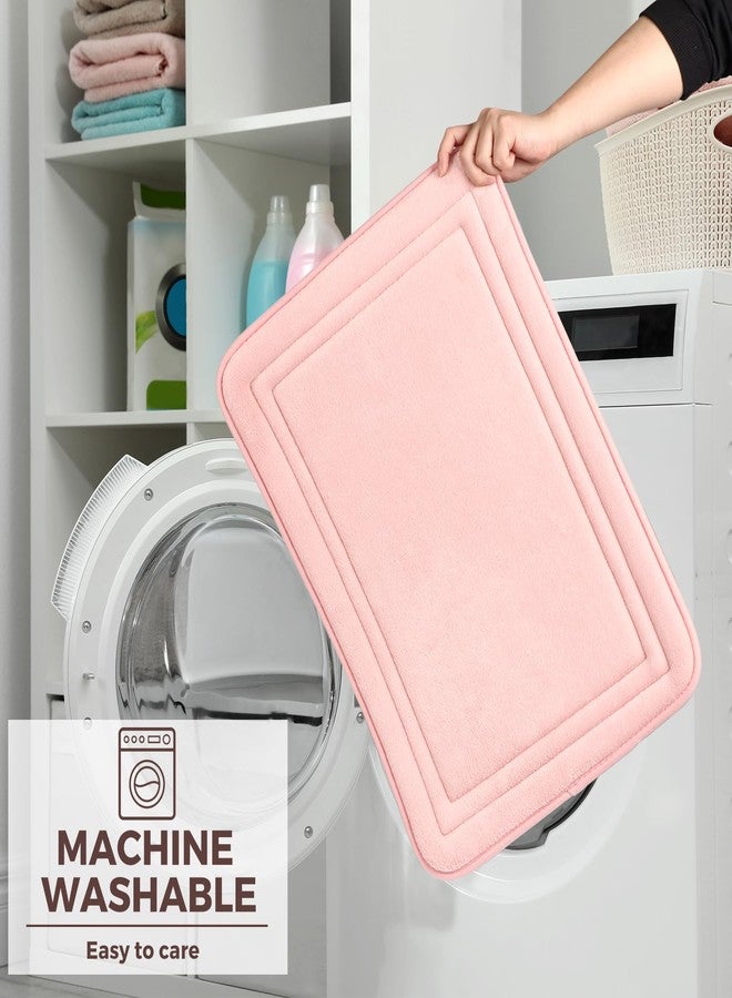PAGGED Pink Bathroom Rug Set of 2 Memory Foam Bath Mat Set Non Slip Washable Floor Mats Soft Absorbent Plush Microfiber Shower Tub Bathrug Blsh - Image 5