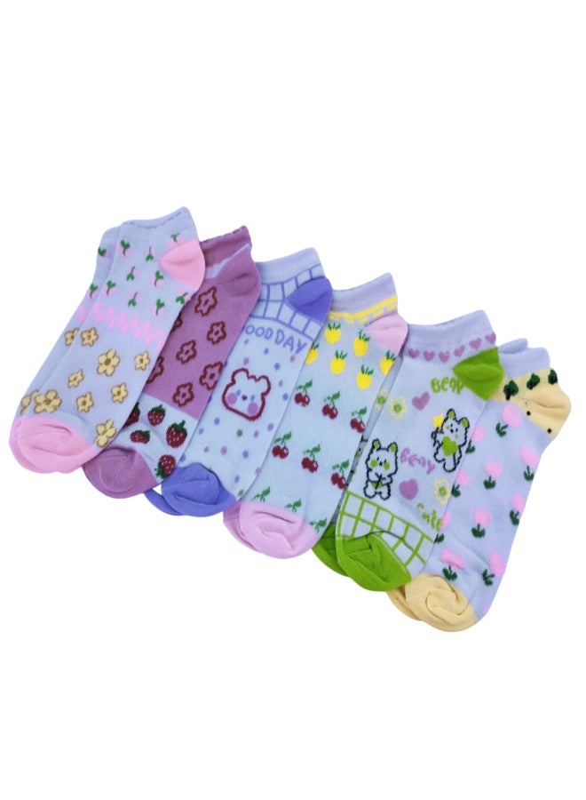 Beautiful women's socks multicolors, 6pairs