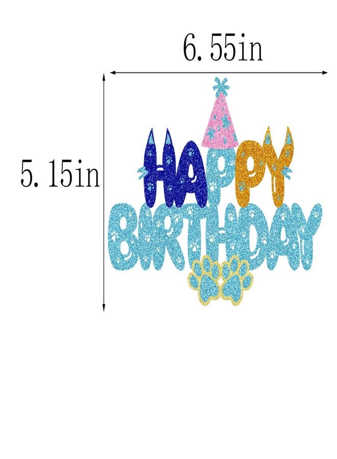 Auteby 1PCS Blue Dog Birthday Cake Toppers Dog First Theme Happy Birthday Party Supplies for Boys Girls Kids Game Baby Shower School Rewards Wedding Party Supplies - Image 3