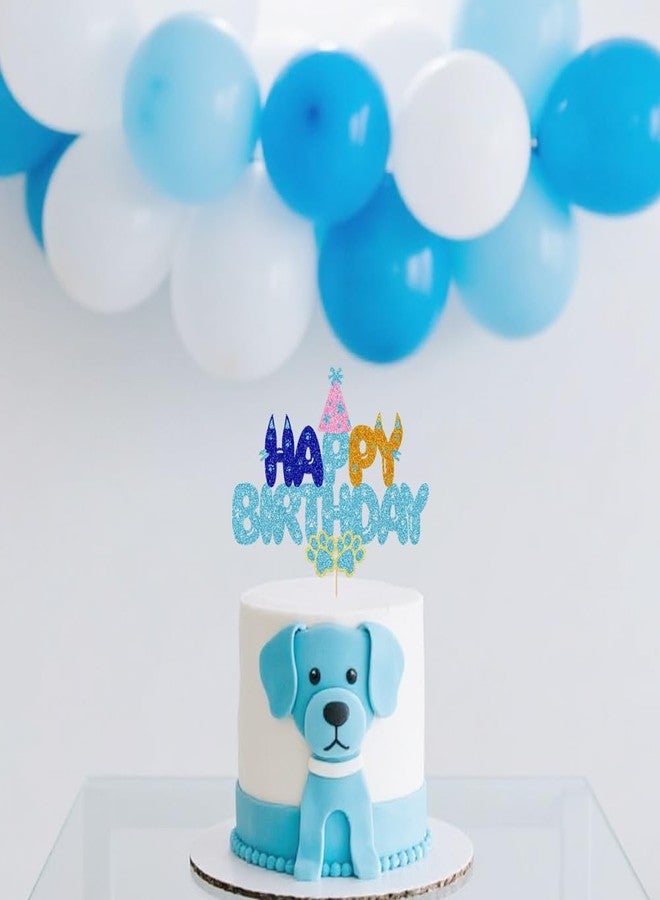 Auteby 1PCS Blue Dog Birthday Cake Toppers Dog First Theme Happy Birthday Party Supplies for Boys Girls Kids Game Baby Shower School Rewards Wedding Party Supplies - Image 4