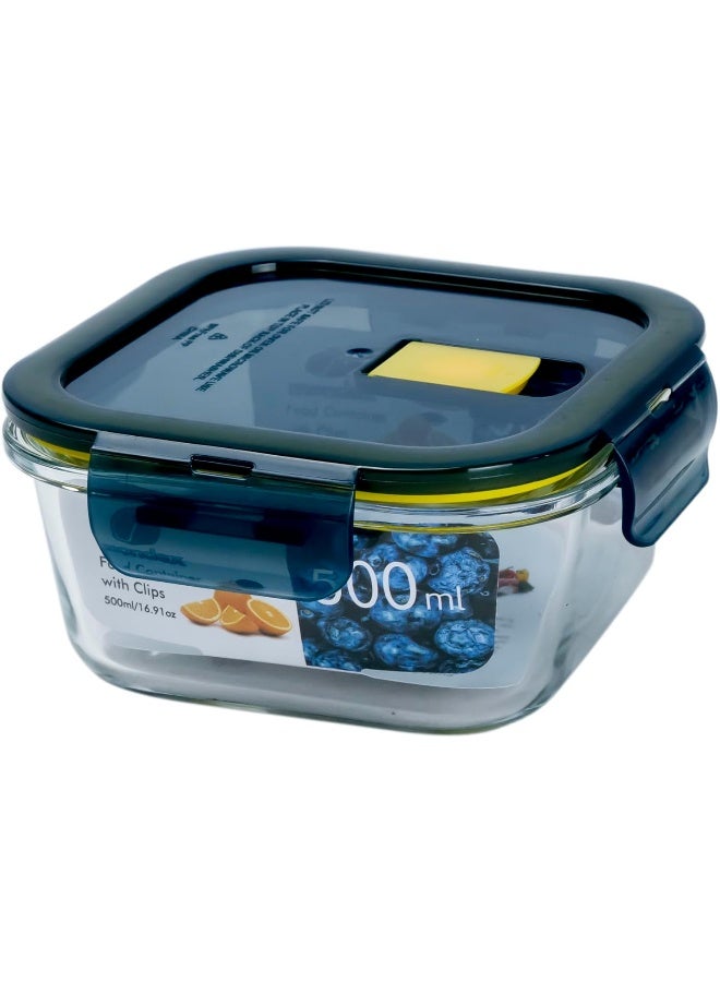 موندكس وعاء حفظ وتخزين الطعام المربع من Mondex، مصنوع من زجاج البورسليكات، بسعة 500 مل، مزود بفتحة تهوية آمنة وقابلة للفتح، وحلقة إغلاق من السيليكون، وغطاء بلاستيكي. - Image 4