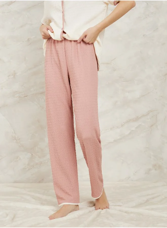 Styli Textured Contrast Edge & Pyjama Set