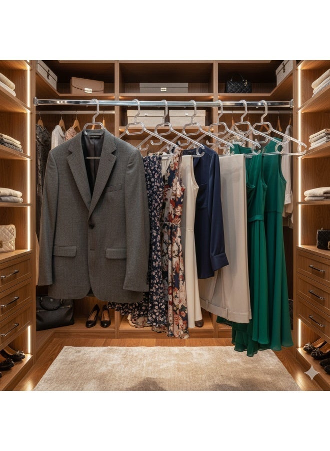 تيتيز طقم علاقات ملابس بلاستيك شفاف 6 حبة لتنظيم الخزانة وتوفير المساحة - Image 2