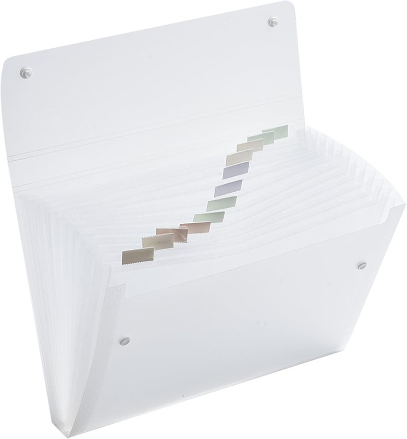 Arpan A4 Expanding File Folder – Clear 13 Gusset Pocket Folder – Multi Section Folder with Stud Wallet Closer – Document Wallet Folder by (Clear) - Image 1