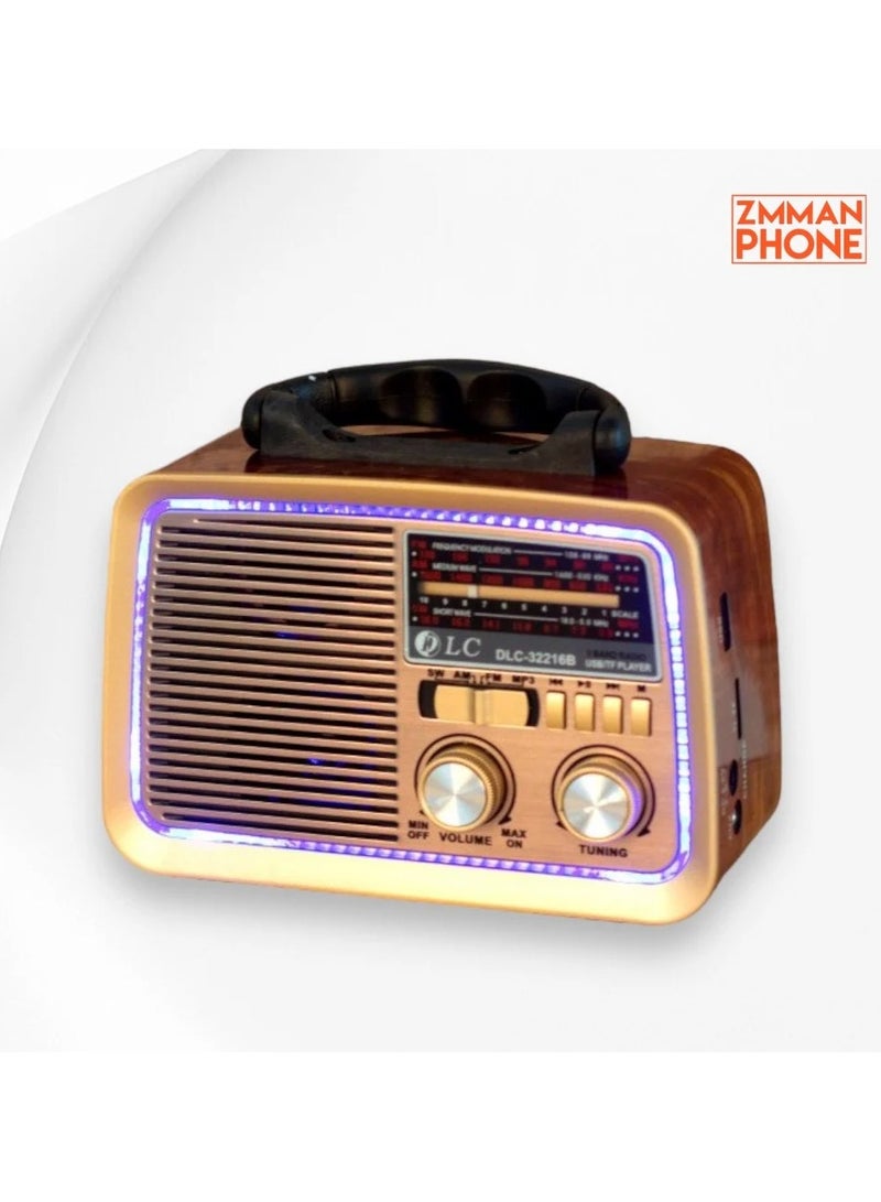 Denx Radio FM - AM - SW Brown wood Bluetooth Portable Audio TF Card USB Flash disk Aux playback - Image 2