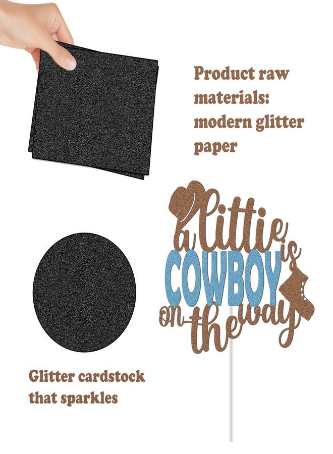 CANIPHA Cowboy Cake Topper Decoration, Glitter Cowboy Baby Shower Decorations Cowboy Cake Decors Western Themed Cake Topper, Cowboy Boy Birthday Cake Toppers for Home Party Baby Shower Photo Props Supplies - Image 2