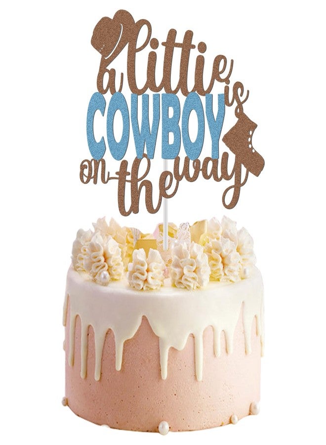 CANIPHA Cowboy Cake Topper Decoration, Glitter Cowboy Baby Shower Decorations Cowboy Cake Decors Western Themed Cake Topper, Cowboy Boy Birthday Cake Toppers for Home Party Baby Shower Photo Props Supplies - Image 1