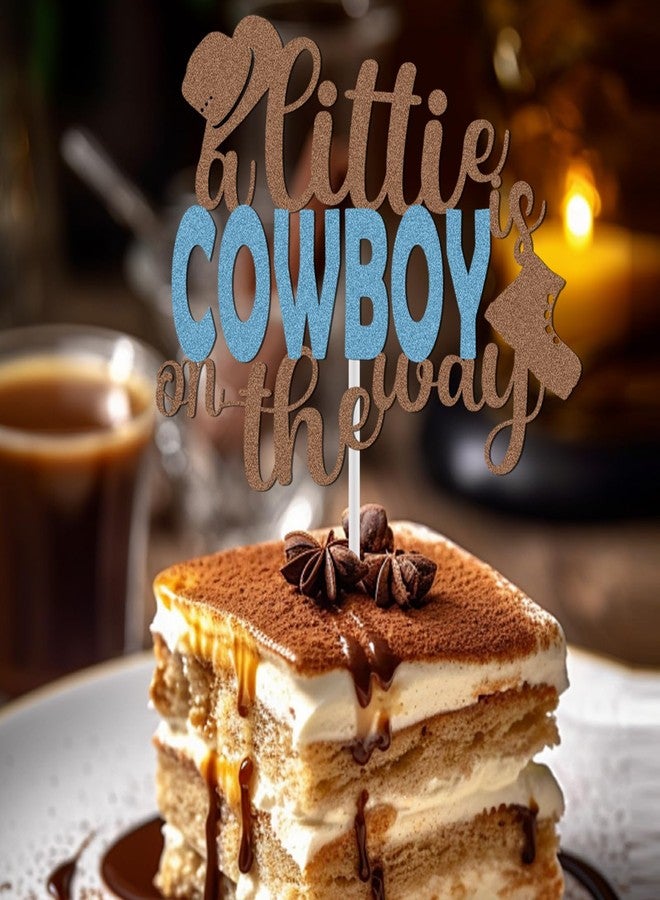 CANIPHA Cowboy Cake Topper Decoration, Glitter Cowboy Baby Shower Decorations Cowboy Cake Decors Western Themed Cake Topper, Cowboy Boy Birthday Cake Toppers for Home Party Baby Shower Photo Props Supplies - Image 4