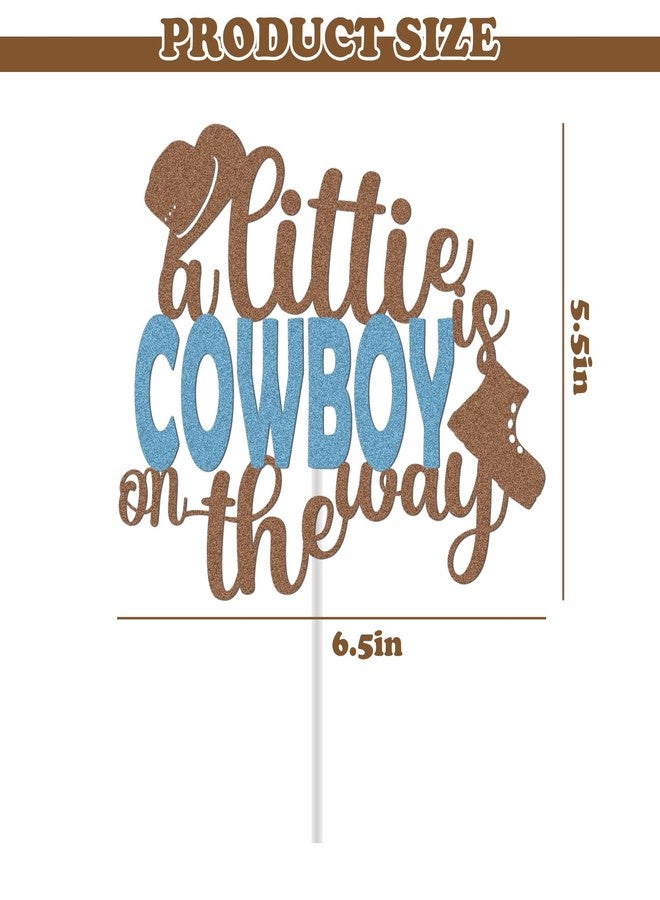 CANIPHA Cowboy Cake Topper Decoration, Glitter Cowboy Baby Shower Decorations Cowboy Cake Decors Western Themed Cake Topper, Cowboy Boy Birthday Cake Toppers for Home Party Baby Shower Photo Props Supplies - Image 3