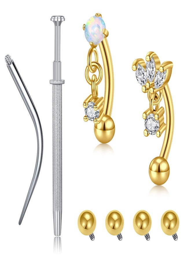 VCMART Rook Earrings Dangle 16G Clear CZ Opal Internal Thread Eyebrow Rook Rings Stainless Steel Rook Eyeborw Piercing Jewelry - Image 1
