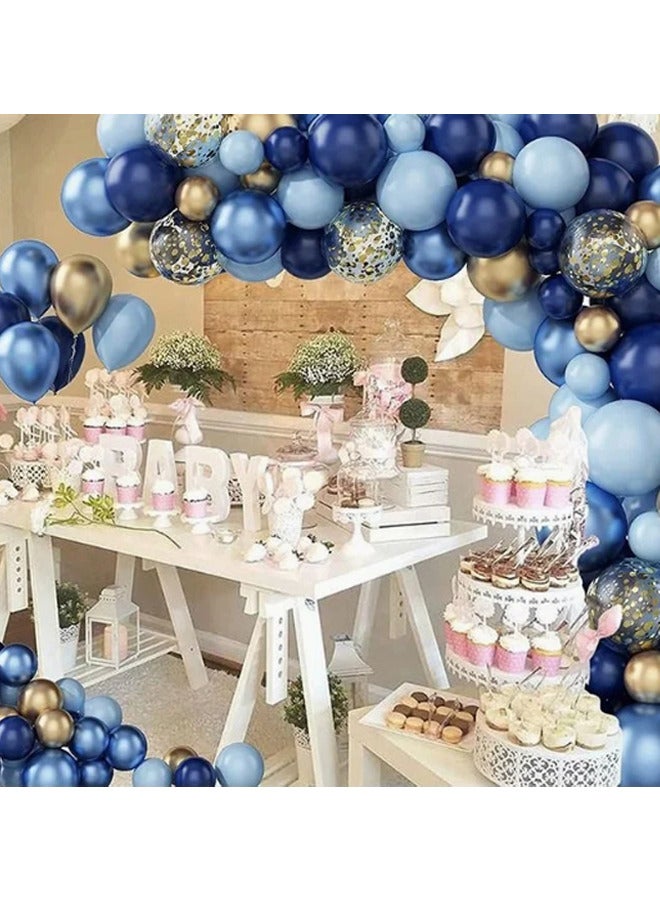 جيج بي في 133 قطعة من مجموعة قوس بالون باللون الأزرق الداكن، طقم بالونات لتزيين الحفلات مع بالونات قصاصات ذهبية وبالونات ذهبية لأعياد الميلاد وحفلات الزفاف وحفلات الزفاف وحفلات الزفاف ذات الطابع الأزرق - Image 5