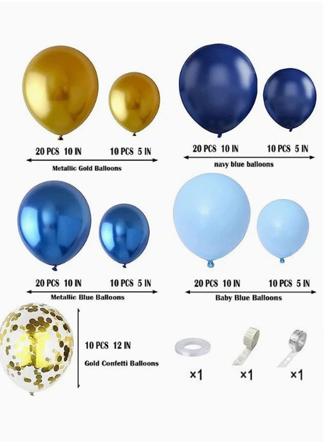 جيج بي في 133 قطعة من مجموعة قوس بالون باللون الأزرق الداكن، طقم بالونات لتزيين الحفلات مع بالونات قصاصات ذهبية وبالونات ذهبية لأعياد الميلاد وحفلات الزفاف وحفلات الزفاف وحفلات الزفاف ذات الطابع الأزرق - Image 2