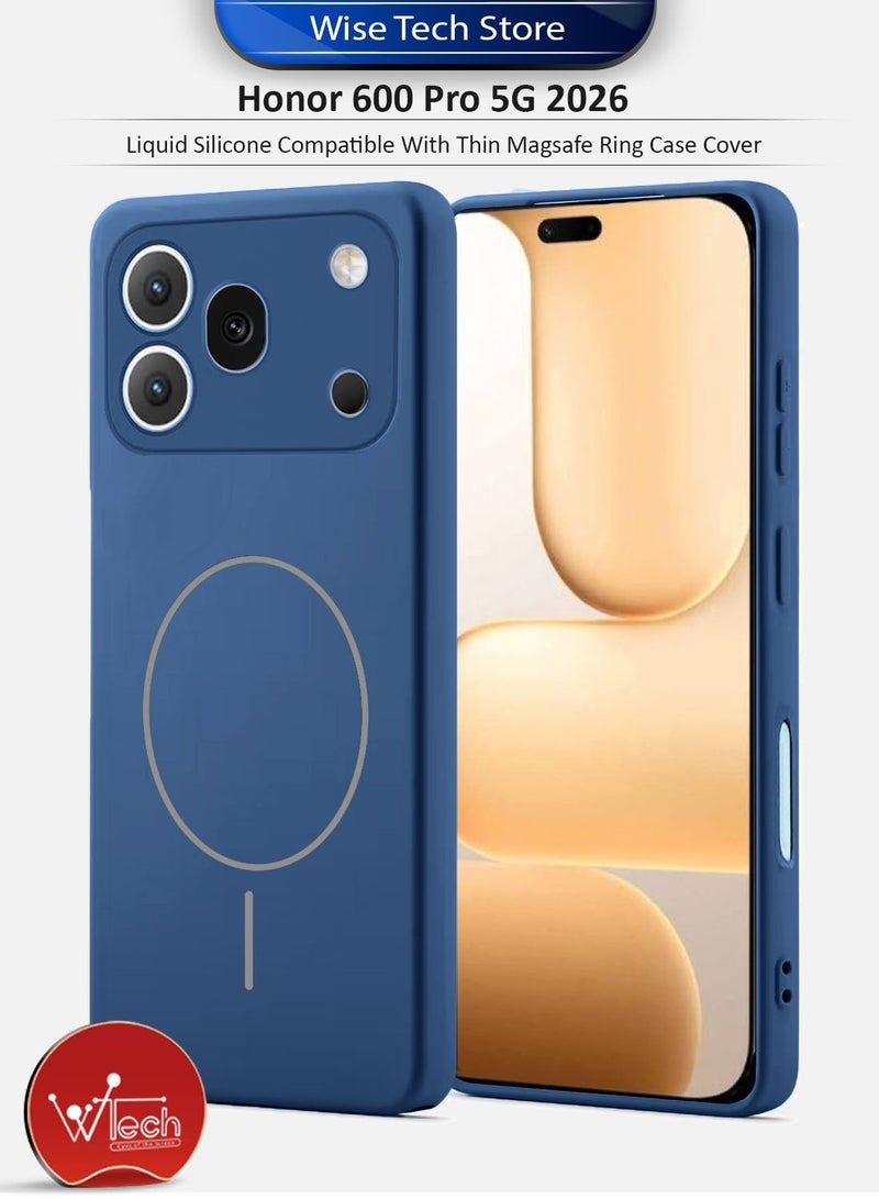 Wtech Honor 600 Pro 5G 2026 Premium Liquid Silicone Compatible With Thin Magsafe Ring Case Cover (MCMPMN) - Navy Blue & [2 PACK] Honor 600 5G 2026 Premium E2E Series Full Glue Full Cover Tempered Glass Screen Protector (MSGECN) - Clear/Black Bundle - Image 2