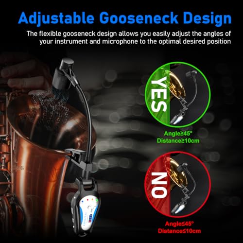 KIMAFUN 2.4G Wireless Saxophone Microphone, Clip-on Instrument Microphone, 100ft Range, Plug and Play, Wireless Transmitter & Receiver for Saxophone, French Horn, Trumpet, Trombone, G120 - Image 5