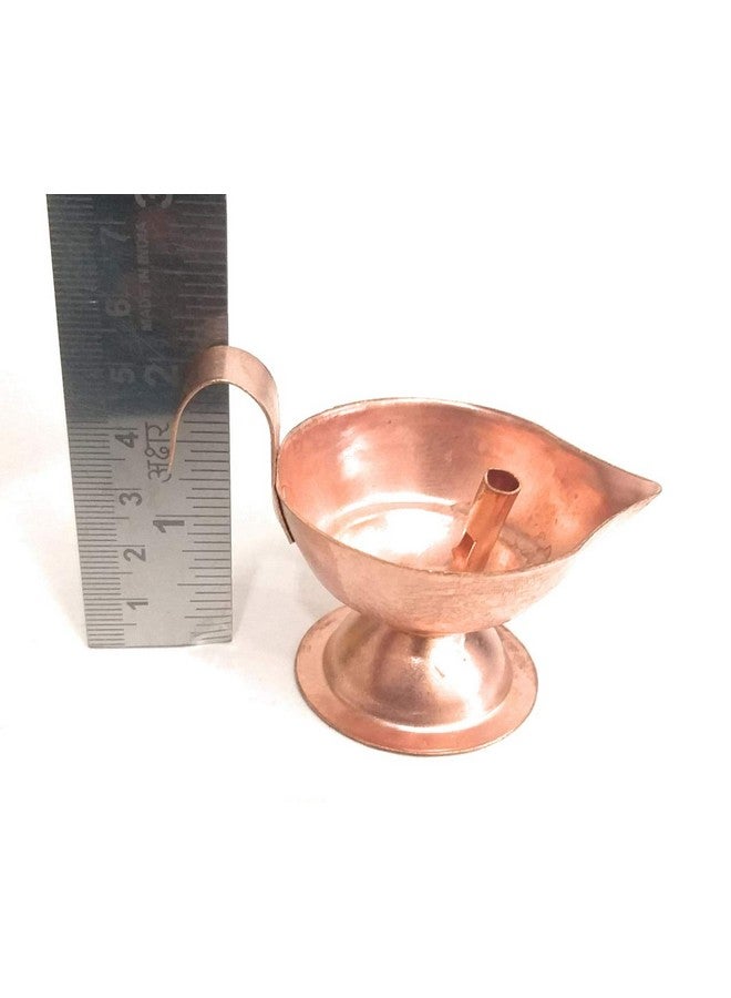 Karmaware® Pure Copper Diya for Pooja with Wick Holder Medium Size Single deepam - Image 3