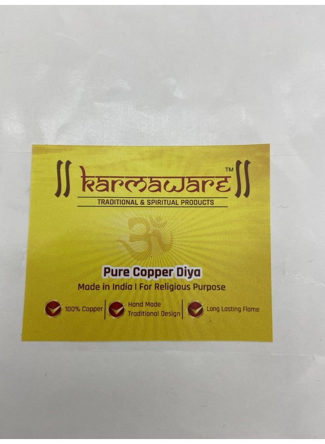 Karmaware® Pure Copper Diya for Pooja with Wick Holder Medium Size Single deepam - Image 5