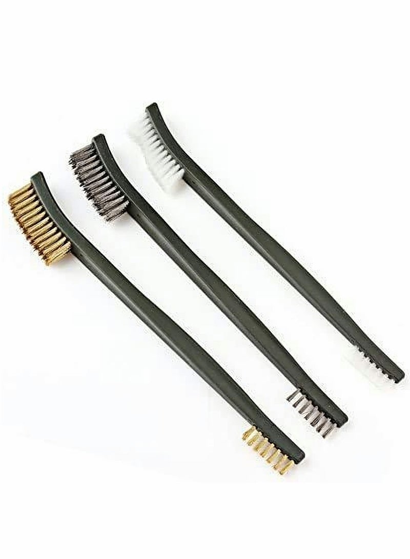 Excefore 3pcs Mini Wire Brush Set, Rust Paint Metal Cleaner, Cleaning Welding Slag and Rust, Handy Steel/Nylon/Brass Set Suitable for Paint/Rust/Dirt - Image 1