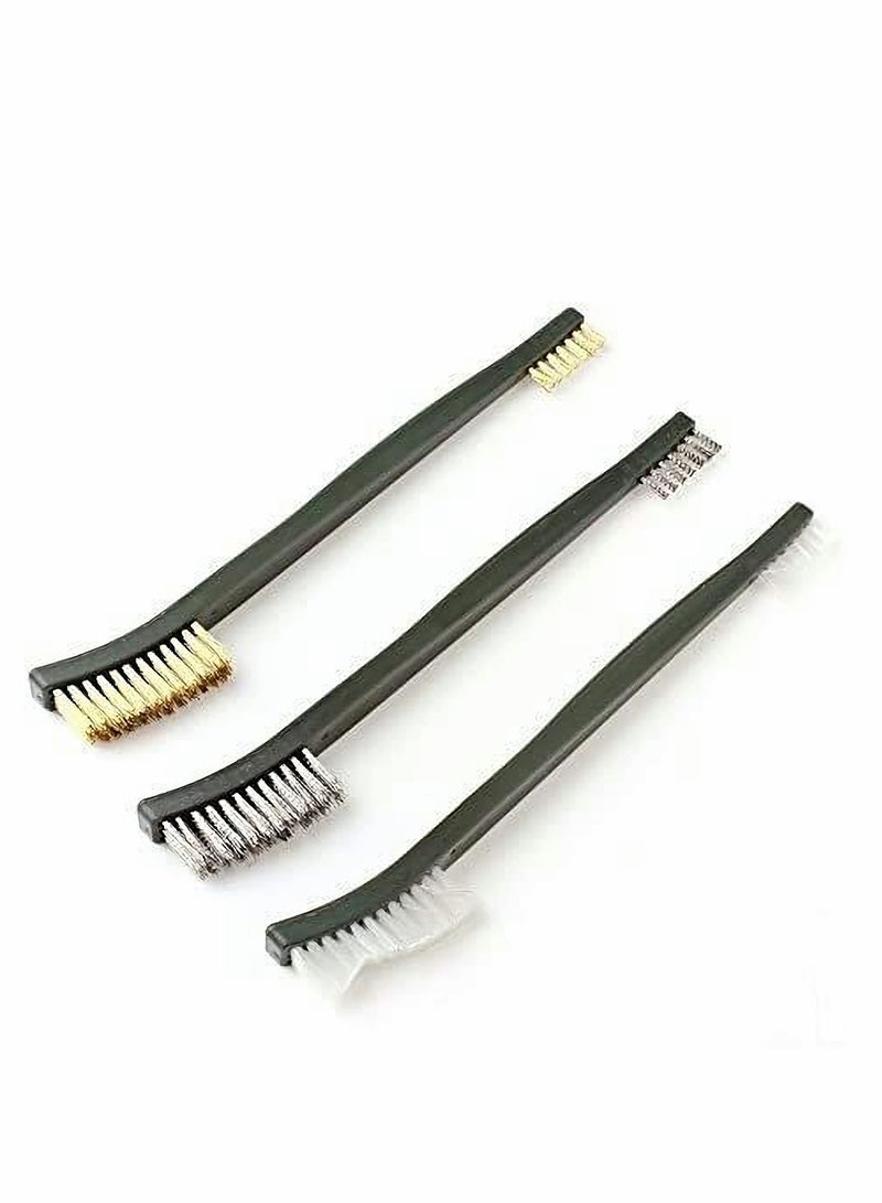 Excefore 3pcs Mini Wire Brush Set, Rust Paint Metal Cleaner, Cleaning Welding Slag and Rust, Handy Steel/Nylon/Brass Set Suitable for Paint/Rust/Dirt - Image 2