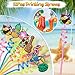 Winrayk 98Pcs Tropical Luau Party Favors Hawaiian Birthday Supplies Straw Mini Bubble Wand Slap Bracelet Keychain Sticker Pinata Filler Goody Bag Stuffer Kids Summer Pool Beach Hawaiian Party Favors - Image 4