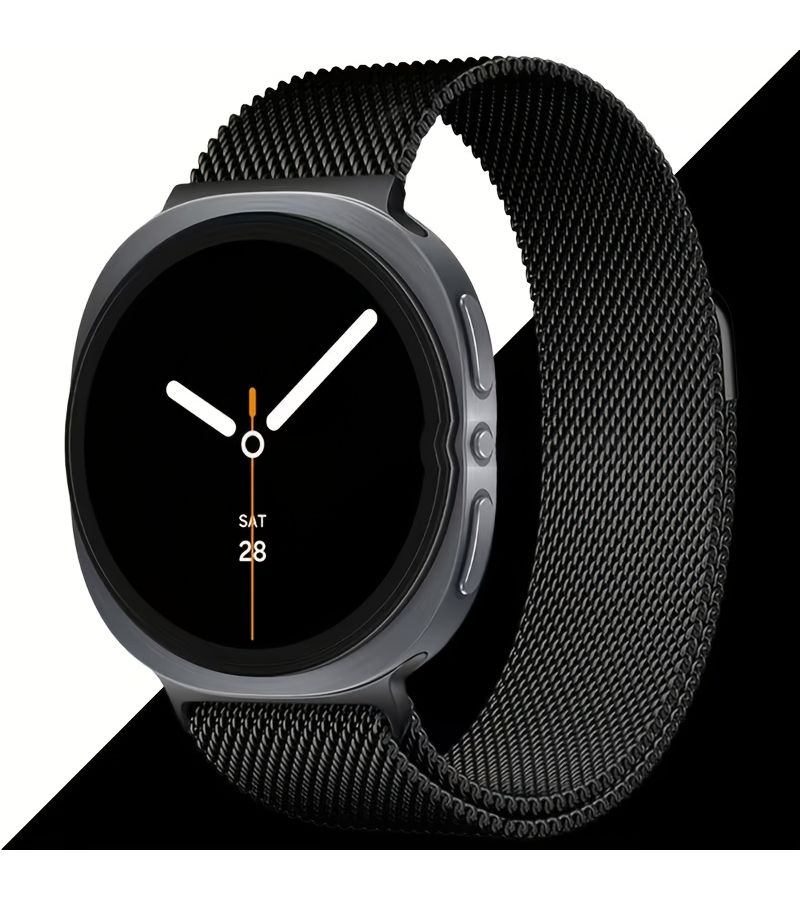 For Samsung Galaxy Watch 8 44mm 40mm 46mm Milanese Loop Metal Strap Magnetic Bracelet Breathable Correa Adjustable Wristband Black - Image 3