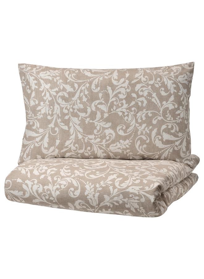 erorex Duvet Cover And Pillowcase Beige/White 150X200/50X80 Cm  - Image 1