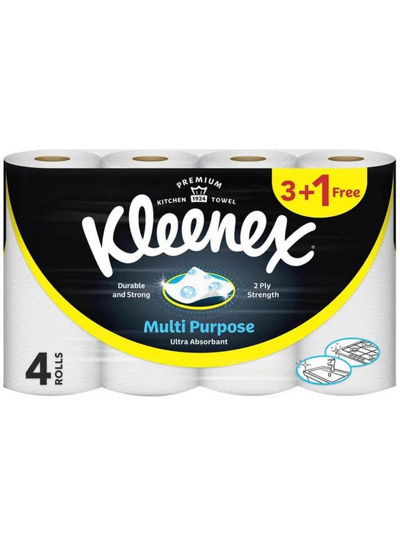 مناديل ورقية متعددة الأغراض للمطبخ، مناشف ماصة لجميع الأسطح، مكونة من طبقتين، 4 لفات × 90 ورقة - Image 1