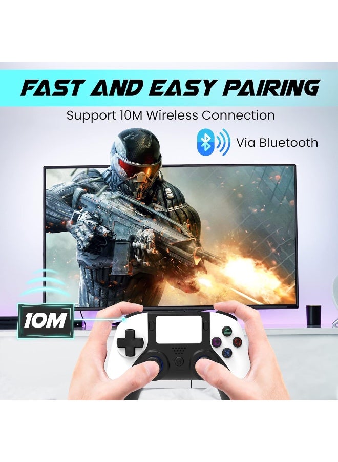 megacom يد تحكم لاسلكية بلوتوث متوافقة مع PS4 والكمبيوتر مع اهتزاز مزدوج ولوحة لمس وأزرار قابلة للبرمجة ومنفذ سماعة 3.5 مم - Image 5