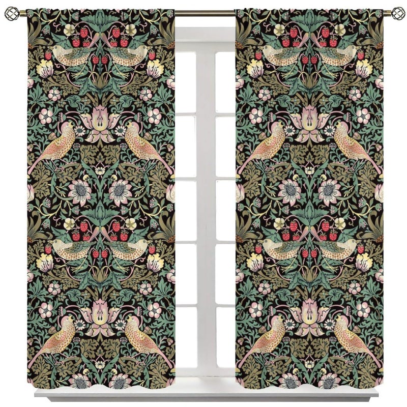 YCness Vintage William Morris Curtains Botanical Art Windows Curtains Floral Patterns Vintage Floral Patterns Window Treatments for Living Room Bedroom,42x45 Inch - Image 3