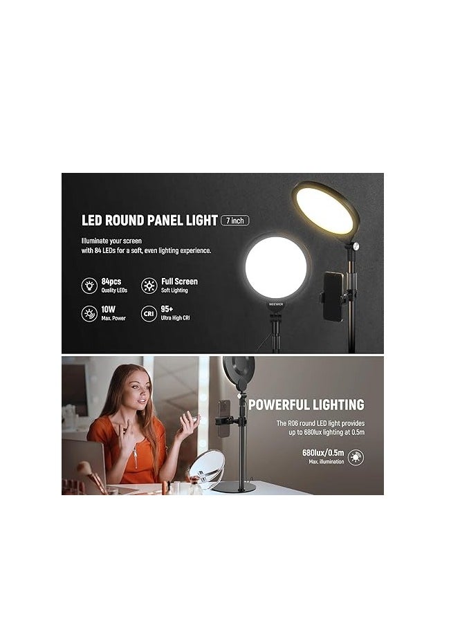 Neewer - NEEWER Basic 7" Desktop Phone Selfie Light Kit for Video Conference Lighting, 10W Dimmable Full Screen Ring Light with Stand&Phone Holder for Phone Computer Laptop Vlog Live Streaming Recording, R06 - Image 1