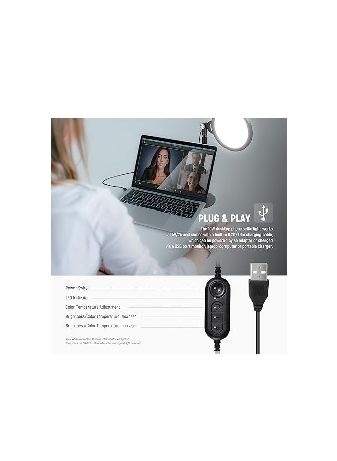 Neewer - NEEWER Basic 7" Desktop Phone Selfie Light Kit for Video Conference Lighting, 10W Dimmable Full Screen Ring Light with Stand&Phone Holder for Phone Computer Laptop Vlog Live Streaming Recording, R06 - Image 1